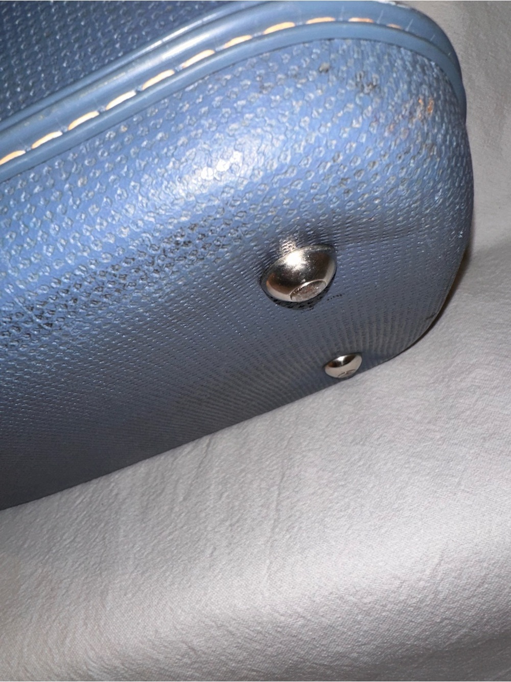 Vintage Blue Train Case Cosmetic Makeup Box-Rough Shape Inside - Picture 7 of 16